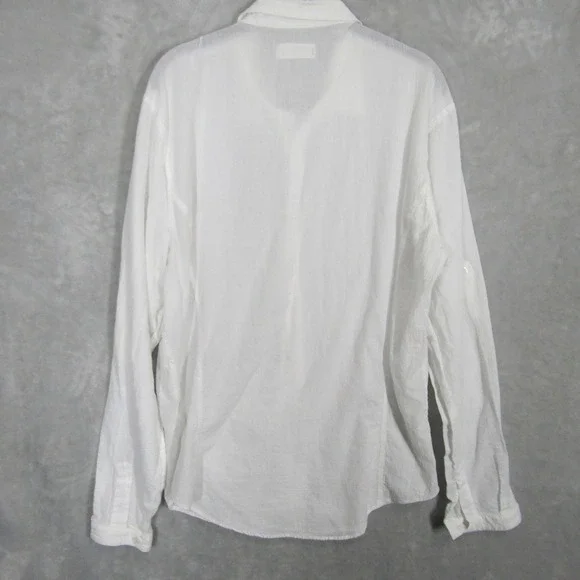 Zecmos Mens XL White Long Sleeve Button Down Shirt Roll Tab Casual - Picture 7 of 9